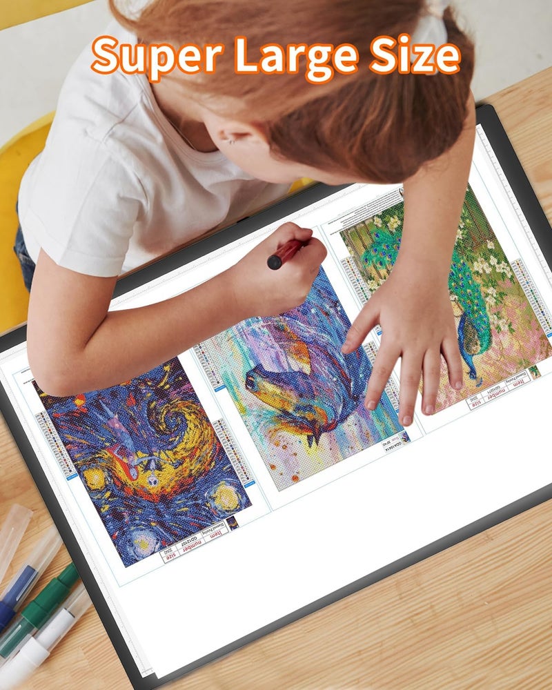 KEIWRLIGHT Rechargeable A1 Light Pad for Diamond Painting, 3 Colors High Bright Tracing Light Box with 6 Levels/Stepless Dimming, Fast Charging Adapter, Large Drawing Light Board for Sketching, Architecture - Image 2